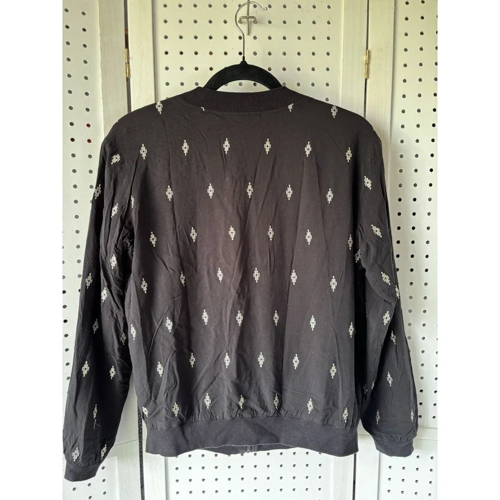 Mossimo Womens Jacket Small Full Zip Lined Casual Black Jacket Metallic Knit‎